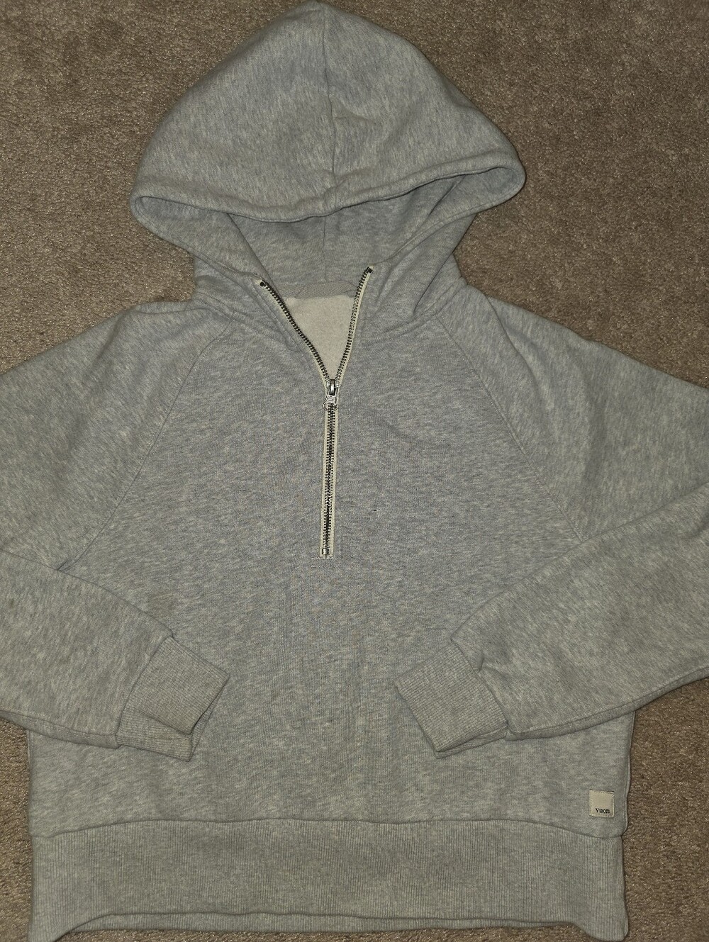 Vuori Restore Half Zip Hoodie Sweatshirt Light Heather Grey Size XS